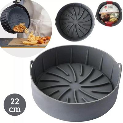 Tapete Redondo Cesto Silicone Para Air Fryer Reutilizável Com Alça