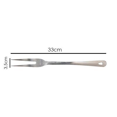 Garfo Grande Em Aço Inox Churrasco / Cozinha 33cm