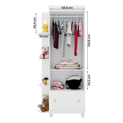 Guarda-roupa Infantil 2 Portas 2 Gavetas Com 4 Prateleiras Externas  Espresso Móveis Branco/azul