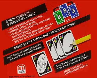 Jogo de Cartas Uno Cartas Para Personalizar Original Qualidade