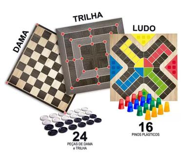 Jogo De Ludo Tabuleiro Pinos Em Madeira Com 2 Dados Flash