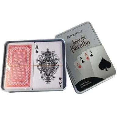 Baralho Duplo 100% Plastico - Com Estojo De Lata Metal - Jogo de Cartas  Buraco Poker Truco