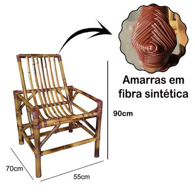 Jogo de Cadeira Sofá Mesa de Bambu Para Area Varanda Tucano - Confort Decor