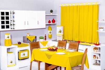 Jogo de Cozinha Estampado com Cortina - AGI Confecções