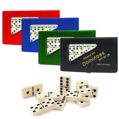 Jogo Domino Profissional Osso Colorido 28 Peças Com Estojo