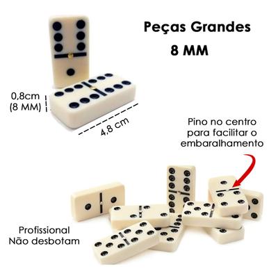 Jogo Domino Profissional Osso Colorido 28 Peças Com Estojo