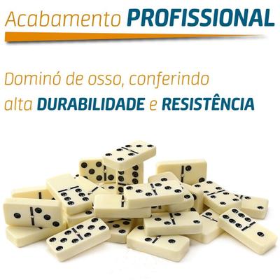 Dominó de Osso Profissional Jogo De Domino Double Six com estojo