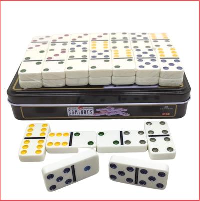 Jogo Domino Profissional Osso Colorido 28 Peças Com Estojo