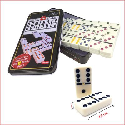 Jogo De Domino Profissional Double 6 Lata 28 Peças Coloridos