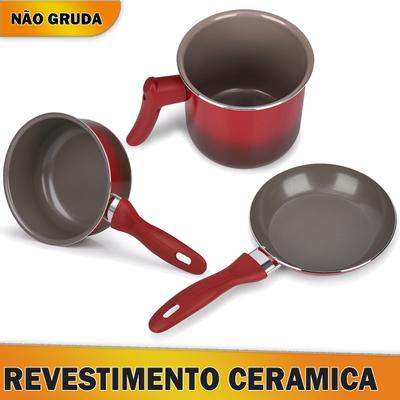 Jogo de Panelas 7 Peças Ceramic Life Easy - Vermelha