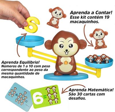 Brinquedo Educativo Matemático Macaco Equilibrista com Balança de Peso –  Novo e Moderno