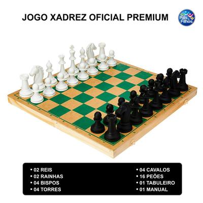 Jogo Xadrez Tabuleiro De Madeira Profissional Grande Premium no