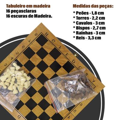 Jogo de Xadrez Tabuleiro de Xadrez em Madeira Dobrável UnyHome