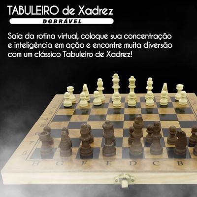 Jogo Xadrez Profissional Dobrável Peças Em Madeira