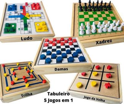 Jogos De Tabuleiro 6x1 Xadrez Damas Ludo Trilha Velha Resta1 - Futura  Brinquedos Educativos