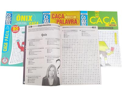 Kit 10 Livros de Passatempos Coquetel Ônix Caça Palavras, Magalu Empresas