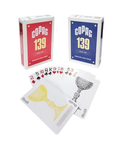 Baralho 139 Tradicional COPAG, Naipe Convencional ou Grande, Azul ou  Vermelho, 55 Cartas para Jogar