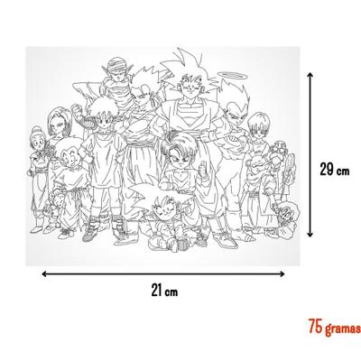 Kit 50 Desenhos Infantil Grandes Para Colorir Dragonball Z Anime