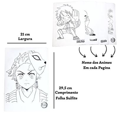 Kit 50 Desenhos Para Colorir Anime Envio Imediato