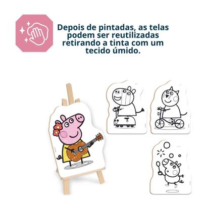 Kit Pintura Peppa Pig Cavalete Telas Paleta Madeira MDf 0525 - Nig - NIG  Brinquedos - Kit de Pintura Infantil - Magazine Luiza