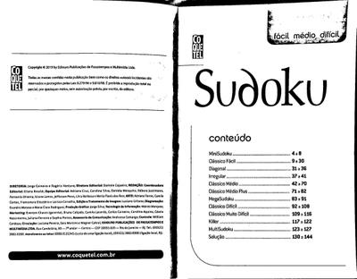 Livro Coquetel Sodoku Página Branca Livro 37 38 39 40 42 E44