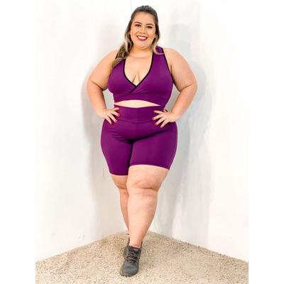 Kit de 3 Conjuntos Short e Top Plus Size Roupa de Academia