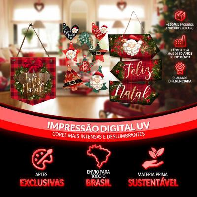 Enfeites de Árvore de Natal em MDF com cordão de sisal 23 Unidades