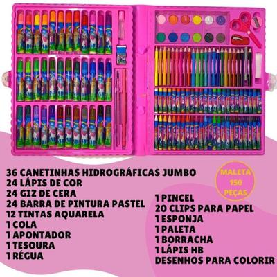 Kit Pintura Infantil Completo Pincel Tinta Desenhos Paletas