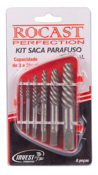 Kit Extrator Saca Parafuso Quebrado 3 A 25 Mm Rocast 6 Peças