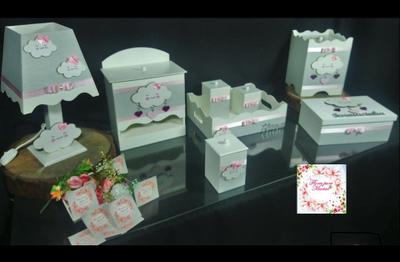 kit higiene bebe mdf decorado 8pçs - NUVEM MENINA - Flores para Mariae - Kit  Higiene Bebê - Magazine Luiza