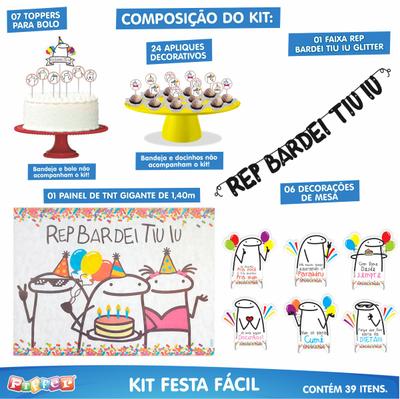 Kit Fiesta! Flork Meme - Bentô - 25 Balões + Topo De Bolo