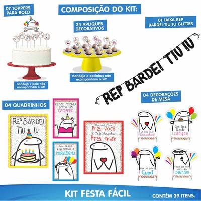 KIT ENFEITES DE MESA FESTA MEME BENTO FLORK - 6 UNIDADES - PIFFER