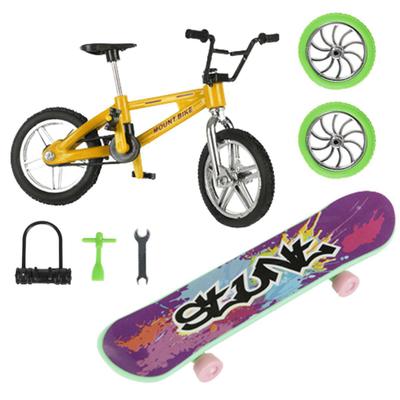 Kit Brinquedo Skate Bicicleta De Dedo C/ Rampa Acessórios