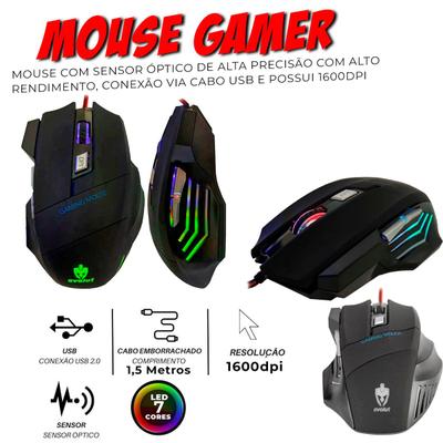 Mouse de Jogo 2400DPI Teclado Gamer Semi Mecânico Caixa de Som PC Black  Piano Gabinete Vidro Temperado - Hayom - Kit Gamer - Magazine Luiza