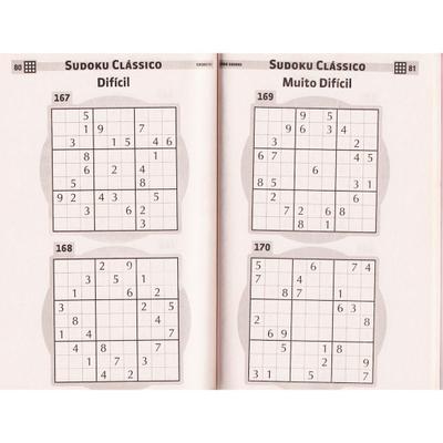 Livro de Passatempos Sudoku Jogos de Lógica Com Números - Coquetel