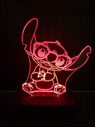 Luminária Abajur de Led Angel Stitch Disney Bivolt