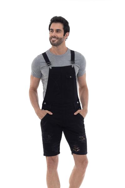 Jardineira jeans cheap curta masculina