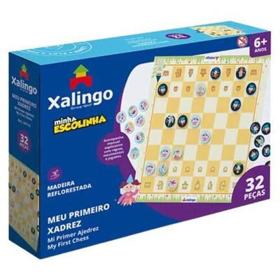 Jogo de Tabuleiro Infantil - Madeira - Xadrez Escolar - Xalingo