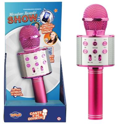 Brinquedo Microfone Star Voice Karaokê Via Bluetooth Rose - Shop