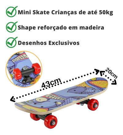 Skate Infantil Mini Iniciante Completo Criança Menino Menina