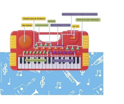 Brinquedo Teclado Infantil Piano Educativo Música + 4 Pilhas em