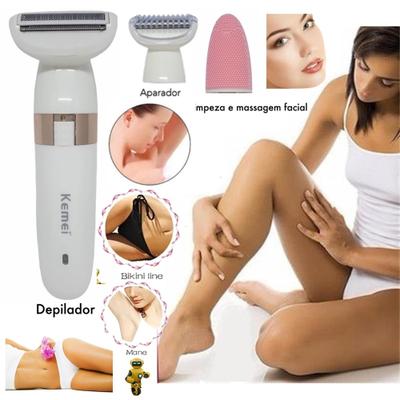 Depilador aparador feminino pelos corpo 3 em 1 kemei km-3204