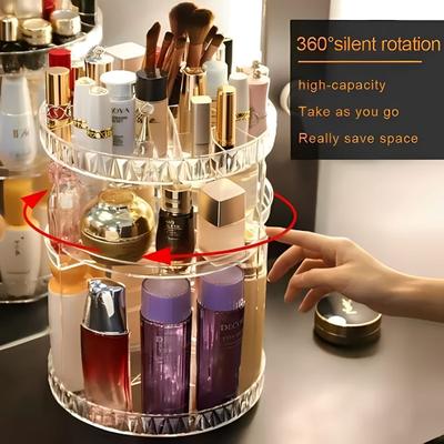 Organizador giratório 360º para maquiagem e cosméticos - Acrílico