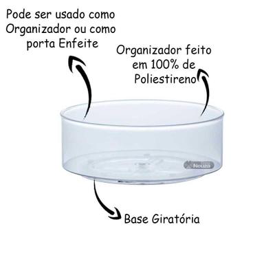 Organizador Cosméticos Multiuso Acrílico Giratório 18cm 360°