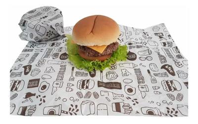 Papel Acoplado Estampado para Hamburguer Frios Lanches - 40x40cm - 2kg