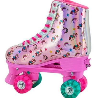 Patins Infantil Menina Quad Roller Skate Ajustável 4 Rodas