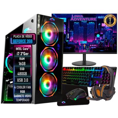 Kit Pc Gamer I7 480gb Placa De Vídeo + Monitor + Combo Game