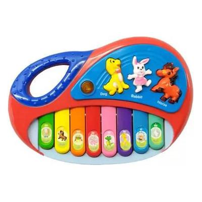 Teclado piano musical infantil fazendinha colorida com luz wellmix