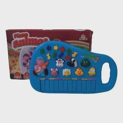 Piano Teclado Musical Infantil Bebe Sons Animais Eletronico azul