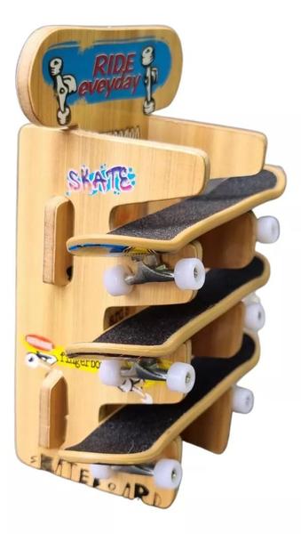 Pista Skate de Dedo para brincar em Mdf 33x6x15cm + Brinde - Loja
